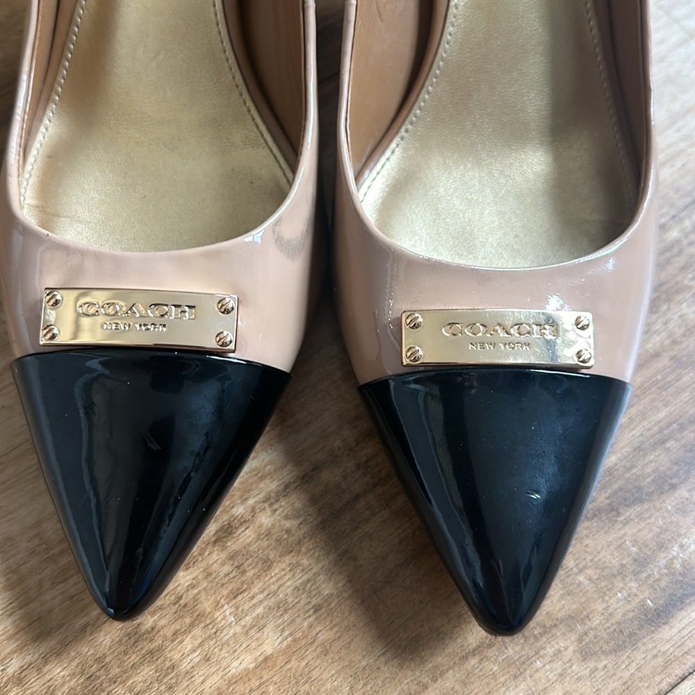 Women’s Coach Heels Zan Patent Warm Blush/Black Size 7.5 - Picture 3 of 9